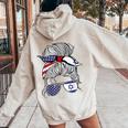 American Israeli Patriot Flag Girl Israel Grown Women Oversized Hoodie Back Print Sand