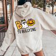 Boo Anti Bullying Halloween Orange Unity Day Girls Women Oversized Hoodie Back Print Sand