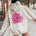 Breast Cancer Awareness Ribbon Sunflower Breast Cancer Women Oversized Hoodie Back Print Sand