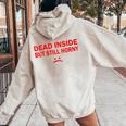 Couples Xmas Husband And Wife Dead Inside But Still Horny Women Oversized Hoodie Back Print Sand