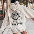 The Boxerdoodle Boss Mom Dad Dog Lover Women Oversized Hoodie Back Print Sand