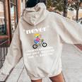 Never Underestimate An Old Lady On A Bicycle Women Oversized Hoodie Back Print Sand