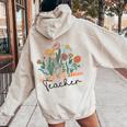 Groovy Wildflower Automotive Technology Teacher Women Oversized Hoodie Back Print Sand Groovy Wildflower Automotive Technology Teacher Women Oversized Hoodie Back Print Sand