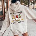 I'm Dreaming Of A Wine Christmas Gnome Xmas Drinking Women Oversized Hoodie Back Print Sand