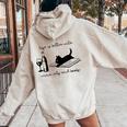 Life Is Better With Wine Cats And Books Black Cat Women Oversized Hoodie Back Print Sand