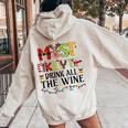 Most Likely To Drink All The Wine Christmas Family Matching Women Oversized Hoodie Back Print Sand