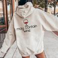 May Contain Wine Christmas Drinking Red Wines Meme Women Oversized Hoodie Back Print Sand