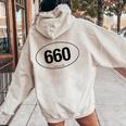 Missouri Area Code 660 Oval State Pride Women Oversized Hoodie Back Print Sand
