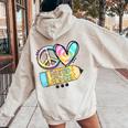 Peace Love Second Grade Tie-Dye Student Teacher Women Oversized Hoodie Back Print Sand