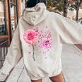 Pink Bird Flamingo Breast Cancer Awareness Women Oversized Hoodie Back Print Sand