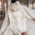 Reading Literature Teacher Bookworm Women Oversized Hoodie Back Print Sand