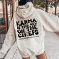 Retro Groovy Karma Is The Guy On The Chief Women Oversized Hoodie Back Print Sand