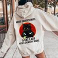 Never Underestimate A Cat Lady With A Chemistry Degree Women Oversized Hoodie Back Print Sand