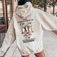Never Underestimate An Old Lady Who Loves Cats December Women Oversized Hoodie Back Print Sand