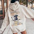 Never Underestimate Old Lady Loves Dogs Born In December Women Oversized Hoodie Back Print Sand