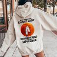 Never Underestimate An Old Lady With Native Blood September Women Oversized Hoodie Back Print Sand
