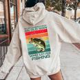 Never Underestimate A Old Man Who Loves Fishing Bass Vintage Women Oversized Hoodie Back Print Sand