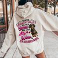 Never Underestimate An Old Woman Who Loves Wine & Dachshunds Women Oversized Hoodie Back Print Sand