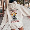 Never Underestimate A Woman Who Loves Elephants October Women Oversized Hoodie Back Print Sand
