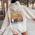 I Like Wine And Cats And Maybe 3 People Women Oversized Hoodie Back Print Sand