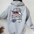 American Israeli Patriot Flag Girl Israel Grown Women Oversized Hoodie Back Print Sport Grey