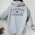 Chicken Tender Dark Lettering Women Oversized Hoodie Back Print Sport Grey