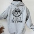 The Boxerdoodle Boss Mom Dad Dog Lover Women Oversized Hoodie Back Print Sport Grey