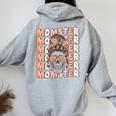 Momster Spooky Mama Groovy Halloween Costume For Moms Women Oversized Hoodie Back Print Sport Grey