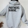 Wine Best Friend Partners In Wine Women Oversized Hoodie Back Print Sport Grey