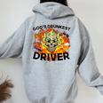 God's Drunkest Driver- Driver Vintage Meme Women Oversized Hoodie Back Print Sport Grey