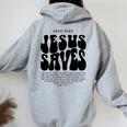 Good News Jesus Saves John 316-17 Christian Word On Back Women Oversized Hoodie Back Print Sport Grey