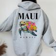 Hawaiian T Maui Hawaii Turtle N Girl Toddler Women Oversized Hoodie Back Print Sport Grey