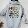 Most Likely To Drink All The Wine Christmas Family Matching Women Oversized Hoodie Back Print Sport Grey
