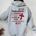 May Never Underestimate A Grandma Covered By The Blood Women Oversized Hoodie Back Print Sport Grey