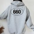 Missouri Area Code 660 Oval State Pride Women Oversized Hoodie Back Print Sport Grey