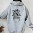 Sansevieria Snake Plant Mother-In-Law's Tongue Women Oversized Hoodie Back Print Sport Grey