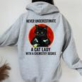 Never Underestimate A Cat Lady With A Chemistry Degree Women Oversized Hoodie Back Print Sport Grey