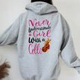 Never Underestimate A Girl With A Cello Cool Quote Women Oversized Hoodie Back Print Sport Grey