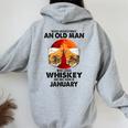 Never Underestimate An Old January Man Who Loves Whiskey Women Oversized Hoodie Back Print Sport Grey