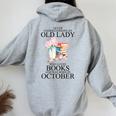 Never Underestimate An Old Lady Who Loves Books Born October Women Oversized Hoodie Back Print Sport Grey