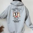 Never Underestimate An Old Lady Who Loves Cats March Women Oversized Hoodie Back Print Sport Grey