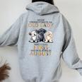 Never Underestimate Old Lady Loves Dogs Born In August Women Oversized Hoodie Back Print Sport Grey