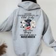 Never Underestimate An Old Lady Who Loves Dogs-November Women Oversized Hoodie Back Print Sport Grey