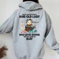 Never Underestimate Old Lady Loves Sewing & Born In May Women Oversized Hoodie Back Print Sport Grey