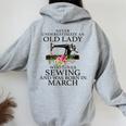 Never Underestimate An Old Lady Who Loves Sewing March Women Oversized Hoodie Back Print Sport Grey