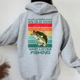 Never Underestimate A Old Man Who Loves Fishing Bass Vintage Women Oversized Hoodie Back Print Sport Grey
