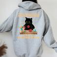 Never Underestimate An Old Woman With Cat And Knitting Women Oversized Hoodie Back Print Sport Grey