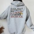 Never Underestimate An Old Woman With A Horse Women Oversized Hoodie Back Print Sport Grey