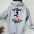 Never Underestimate An Old Woman Who Loves Running January Women Oversized Hoodie Back Print Sport Grey