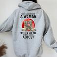 Never Underestimate A Woman With A Dd-214 August Women Oversized Hoodie Back Print Sport Grey